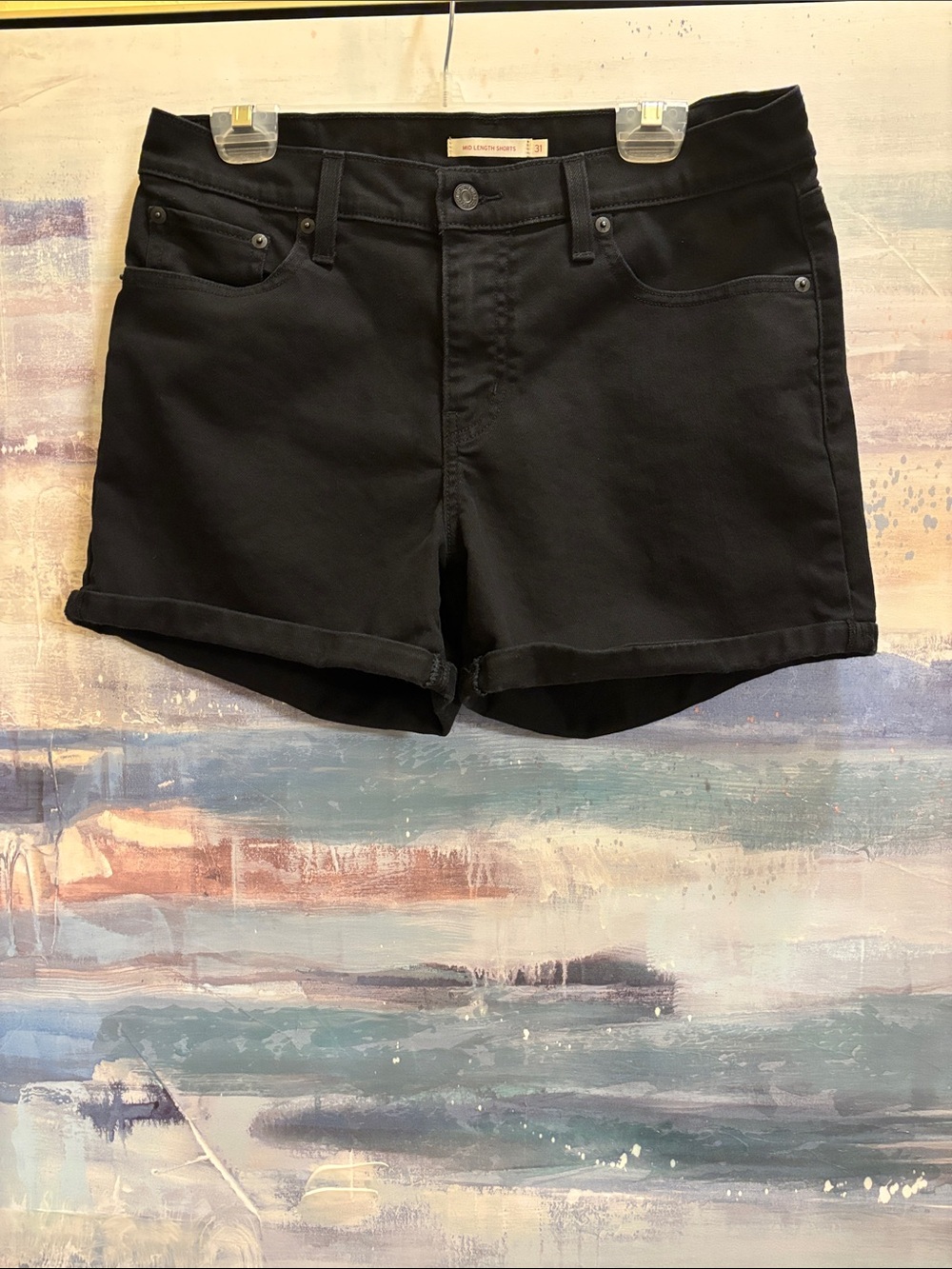Levi's Black Roll-Cuff Jean Shorts
